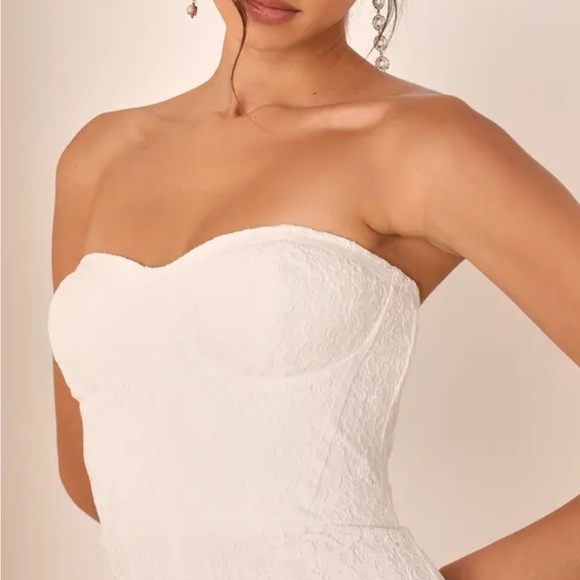 Eternal Perfection White Lace Strapless Bustier Jumpsuit - Picture 2 of 3